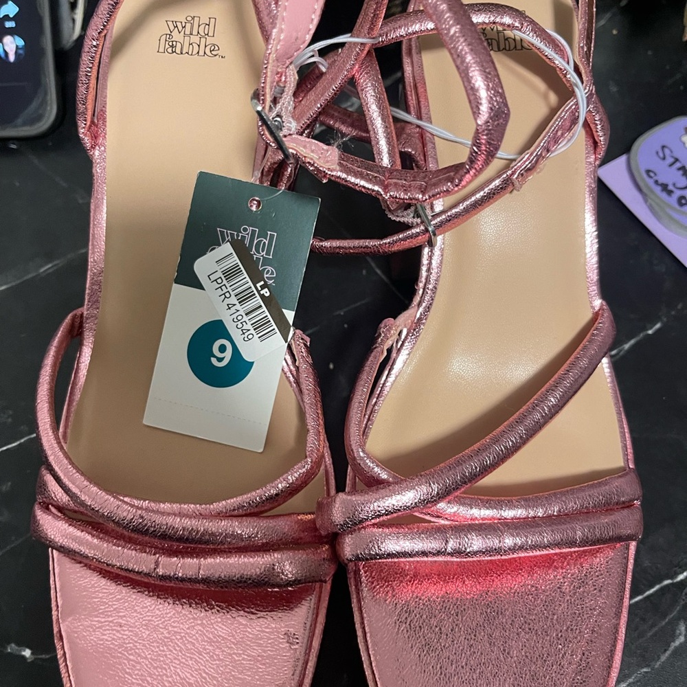 wild fable Metallic Pink Strappy Platform Heels - Picture 3 of 8